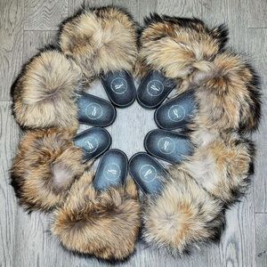 Fox fur 100% real fur slippers